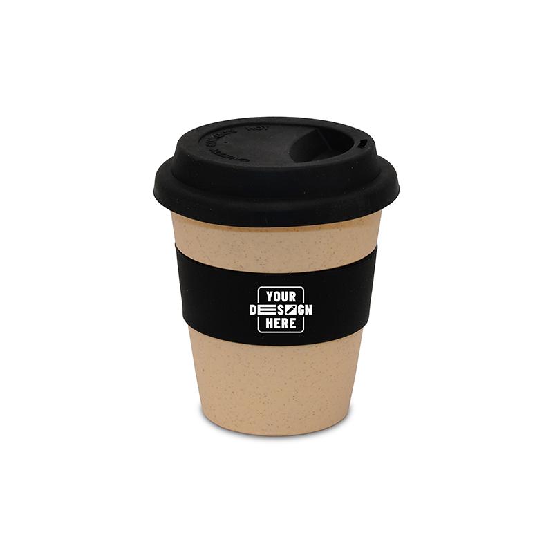 Wheat Straw Cup With Silicon Lid And Bond Black with Logo